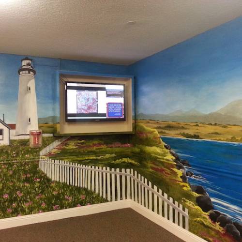 Office Mural Lighthouse and Coastal Town